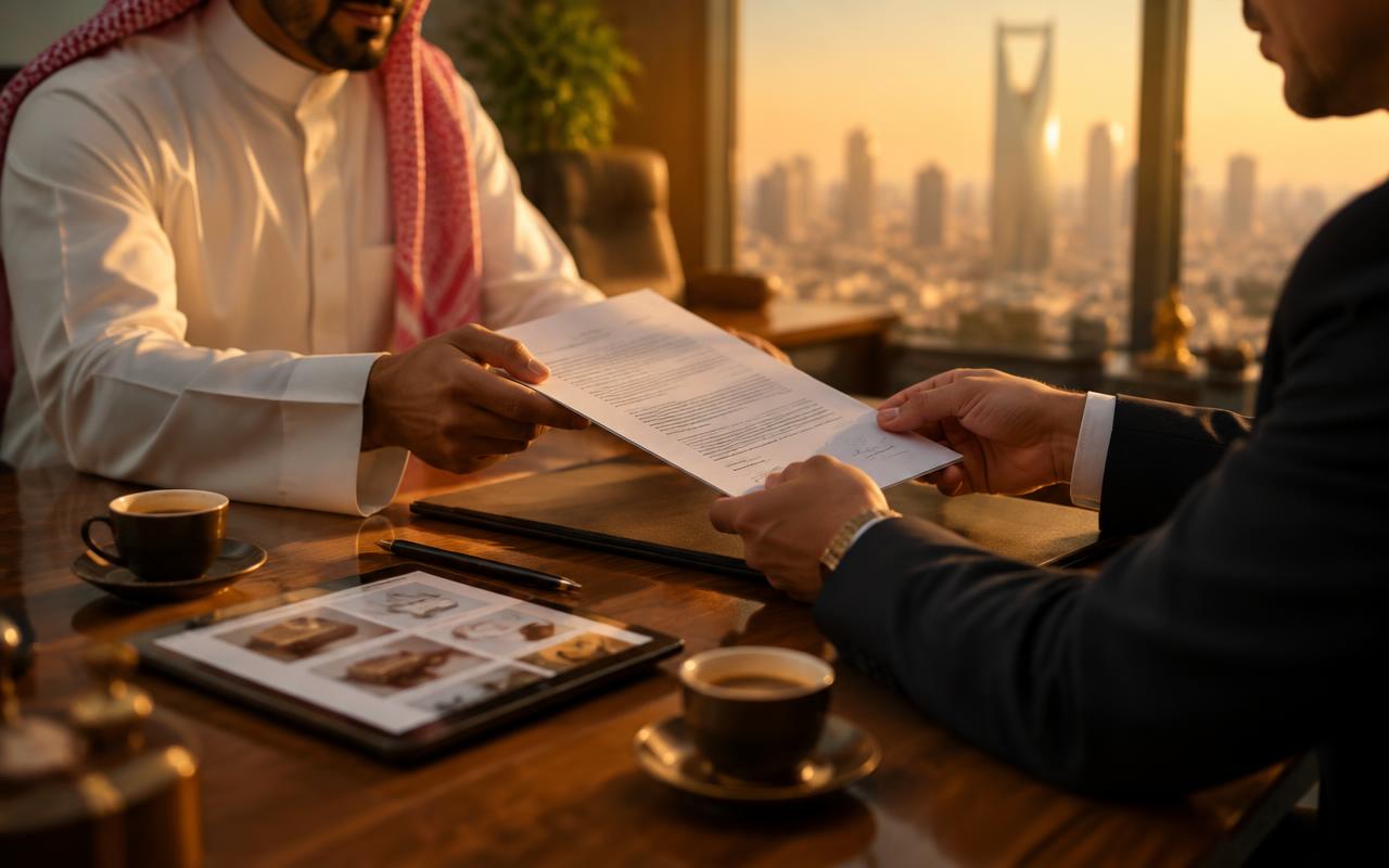 تاجر ومورد يتبادلان عقد توريد موقّع لإتمام صفقة عبر منصة SILA